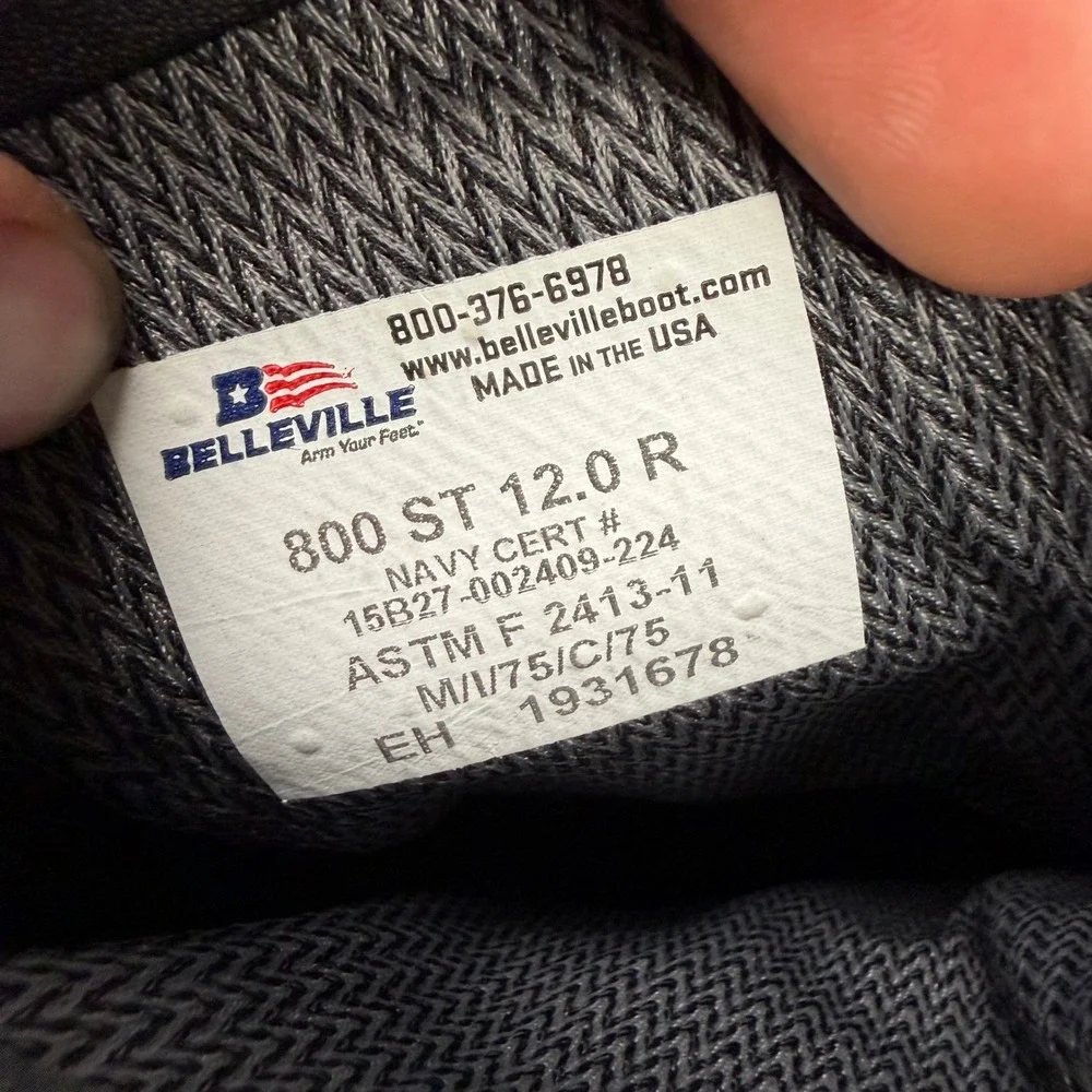 Belleville 800 ST Mens Black Leather Gore-Tex Steel Toe Navy Flight Boots 12 R